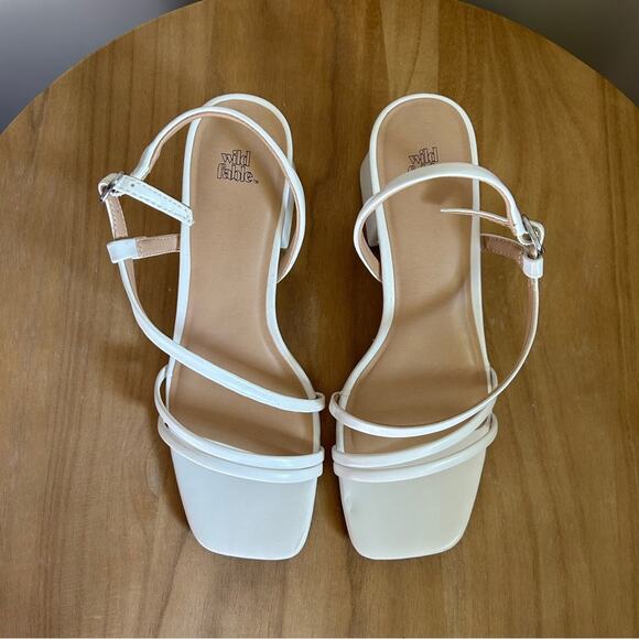 Wild Fable White Strappy Square Toe Block Heel Buckle Strap High Heels Size 6.5 - Picture 3 of 14